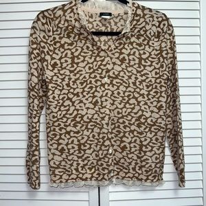 J. Crew Animal Print Cardigan, Medium